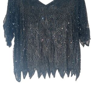 Vintage Neiman Marcus Black Beaded Blouse
